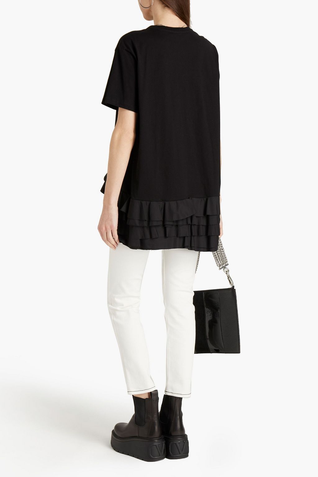 MCQUEEN Ruffled cotton-jersey top