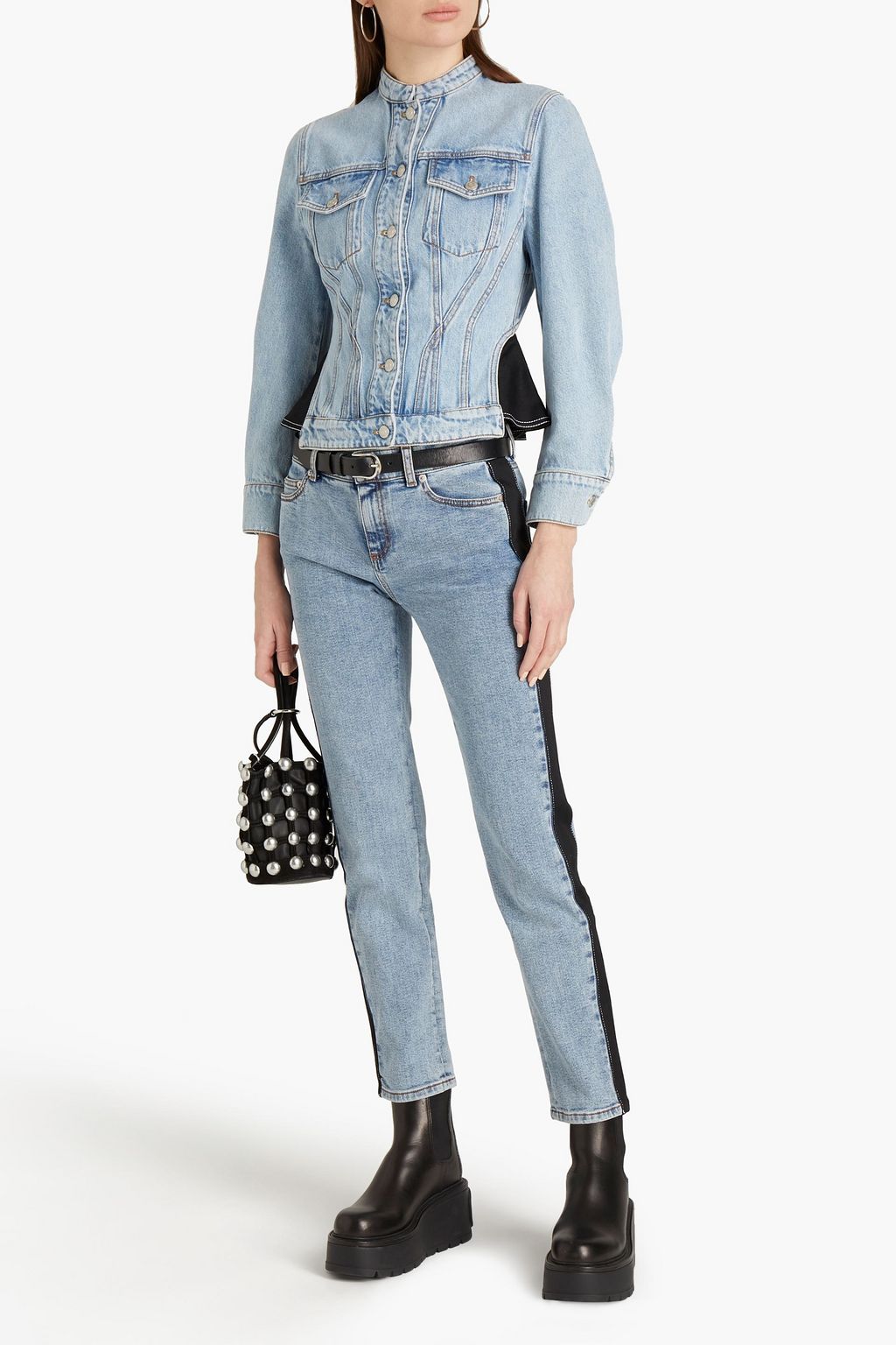 MCQUEEN Denim peplum jacket