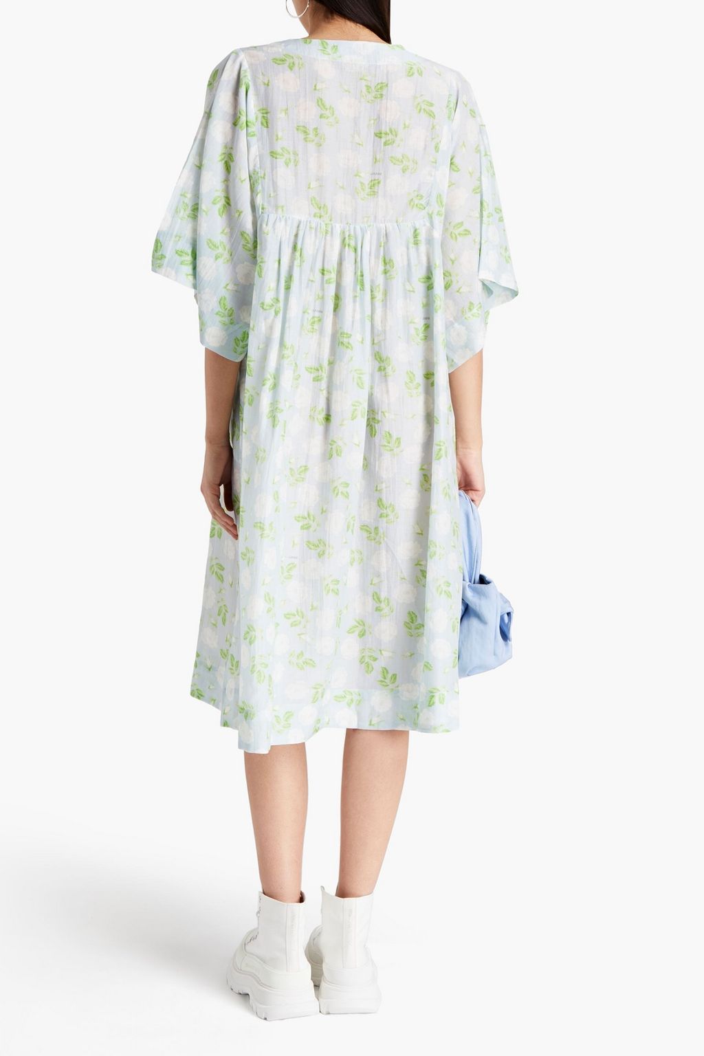 GANNI Floral-print cotton and silk-blend midi dress