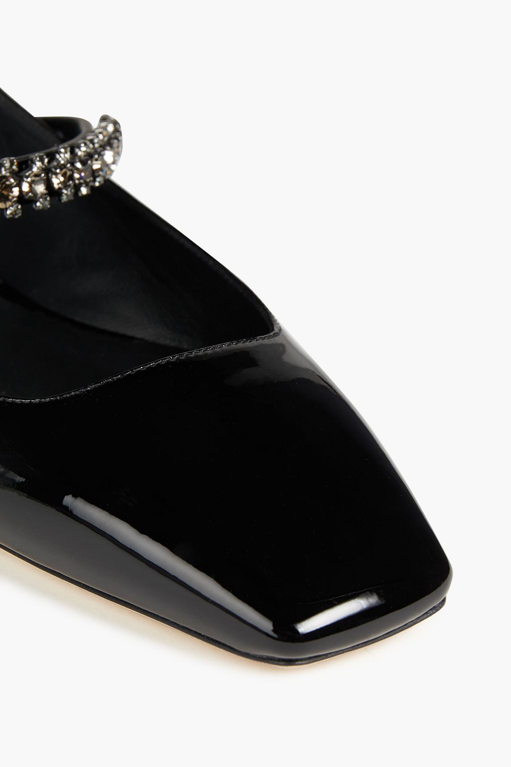 JIMMY CHOO Mahdis embellished patent-leather slingback ballet flats