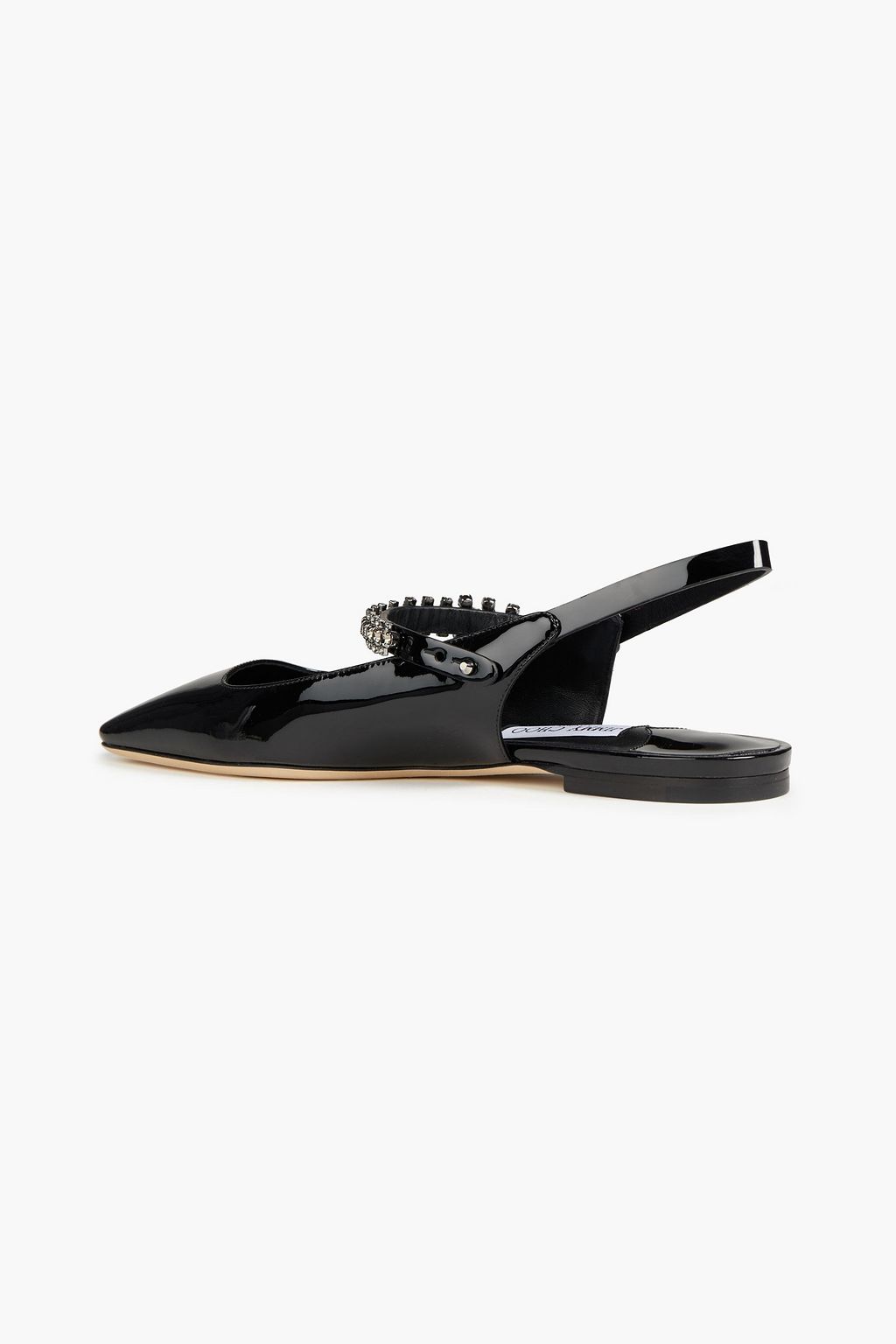 JIMMY CHOO Mahdis embellished patent-leather slingback ballet flats