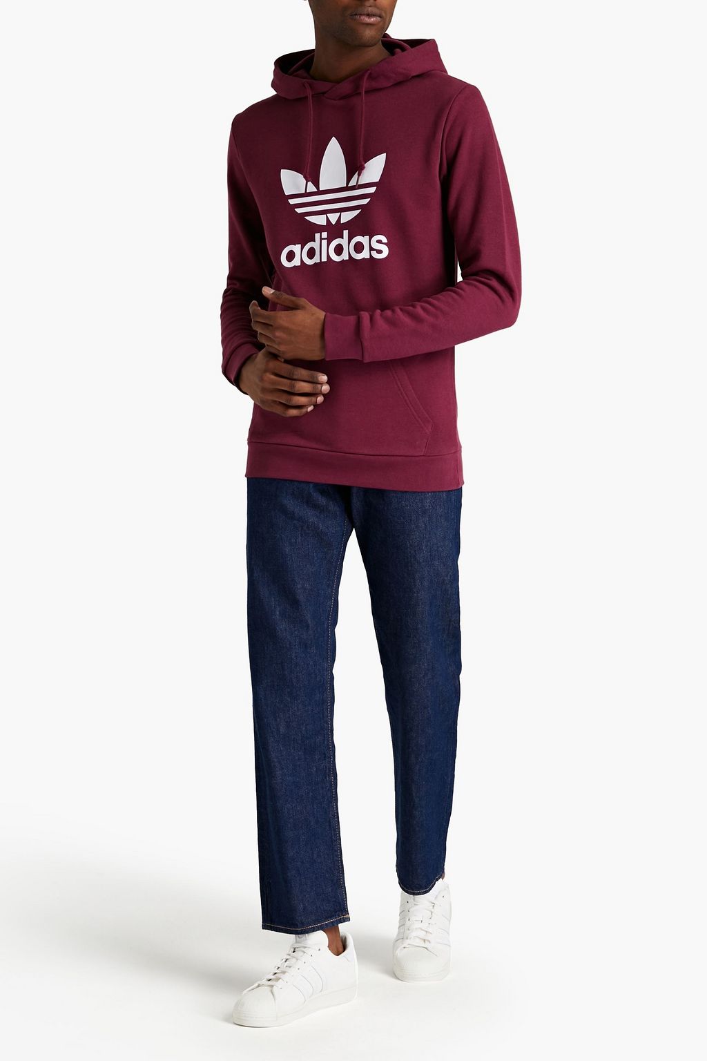 ADIDAS ORIGINALS Trefoil logo-print French cotton-terry hoodie