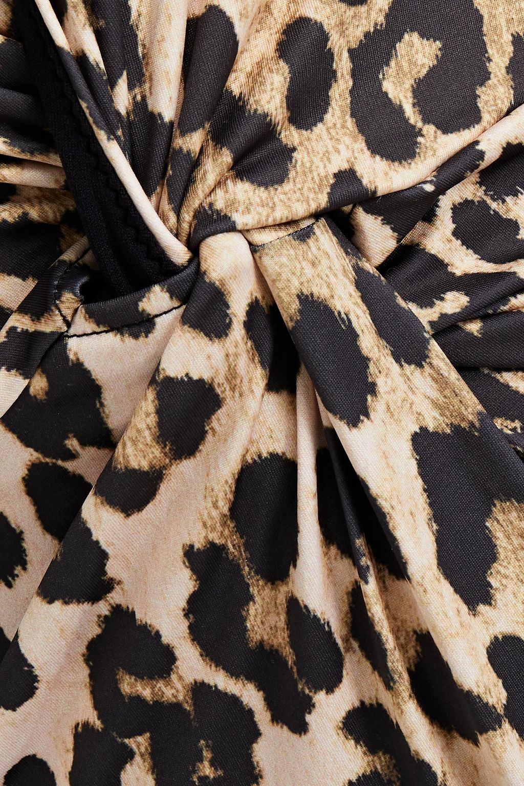 GANNI Twist-front leopard-print halterneck swimsuit