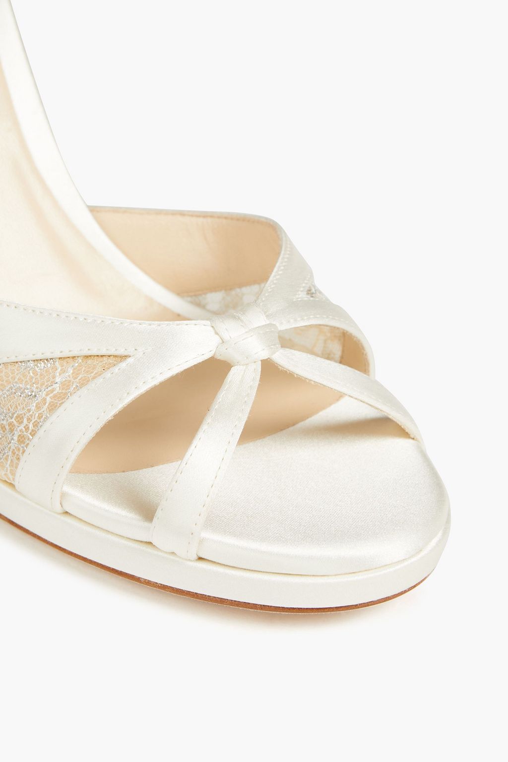 JIMMY CHOO Talia 100 knotted lace and satin sandals