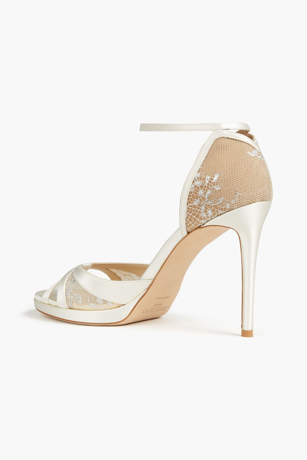JIMMY CHOO Talia 100 knotted lace and satin sandals