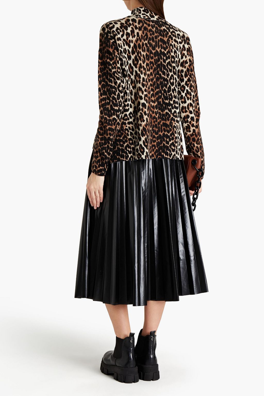 GANNI Leopard-print merino wool-blend turtleneck sweater
