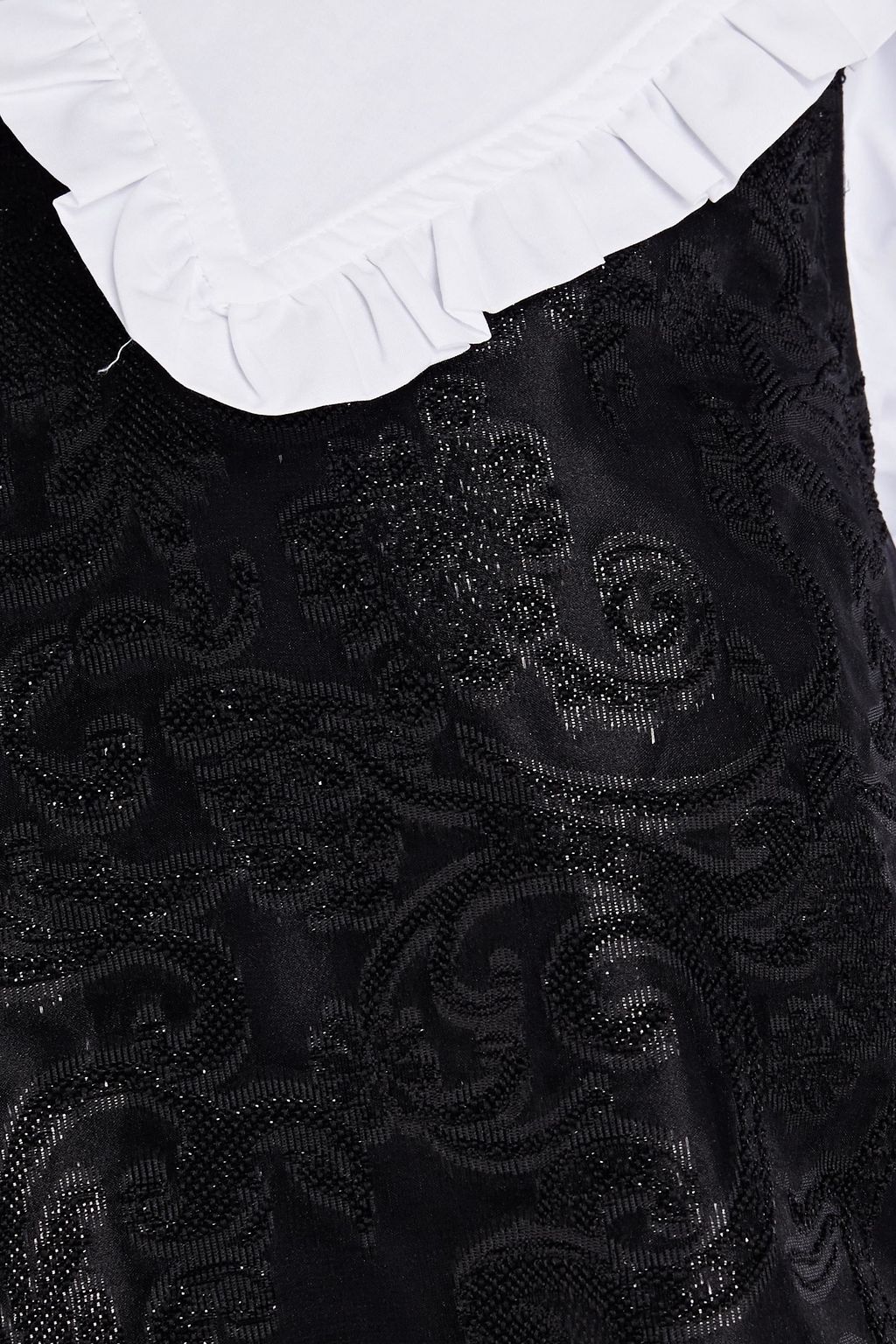 GANNI Poplin-paneled brocade blouse