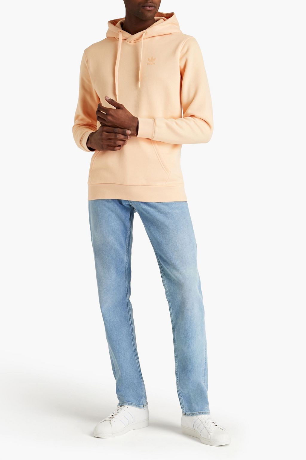 ADIDAS ORIGINALS Logo-print cotton-blend fleece hoodie