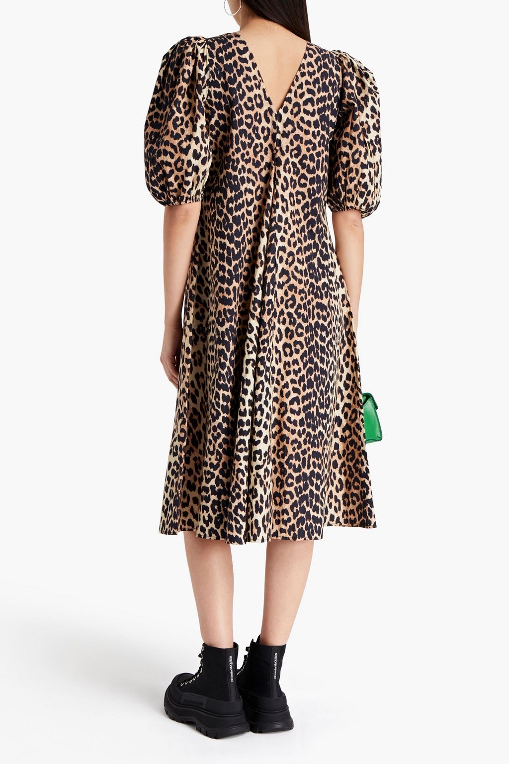 GANNI Leopard-print cotton midi dress