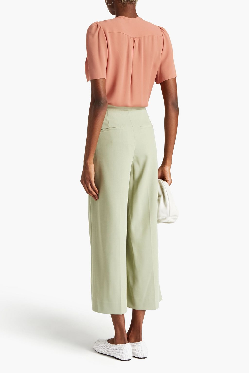 THEORY Gathered silk crepe de chine top