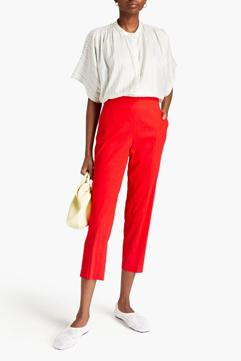 THEORY Treeca linen-blend slim-leg pants
