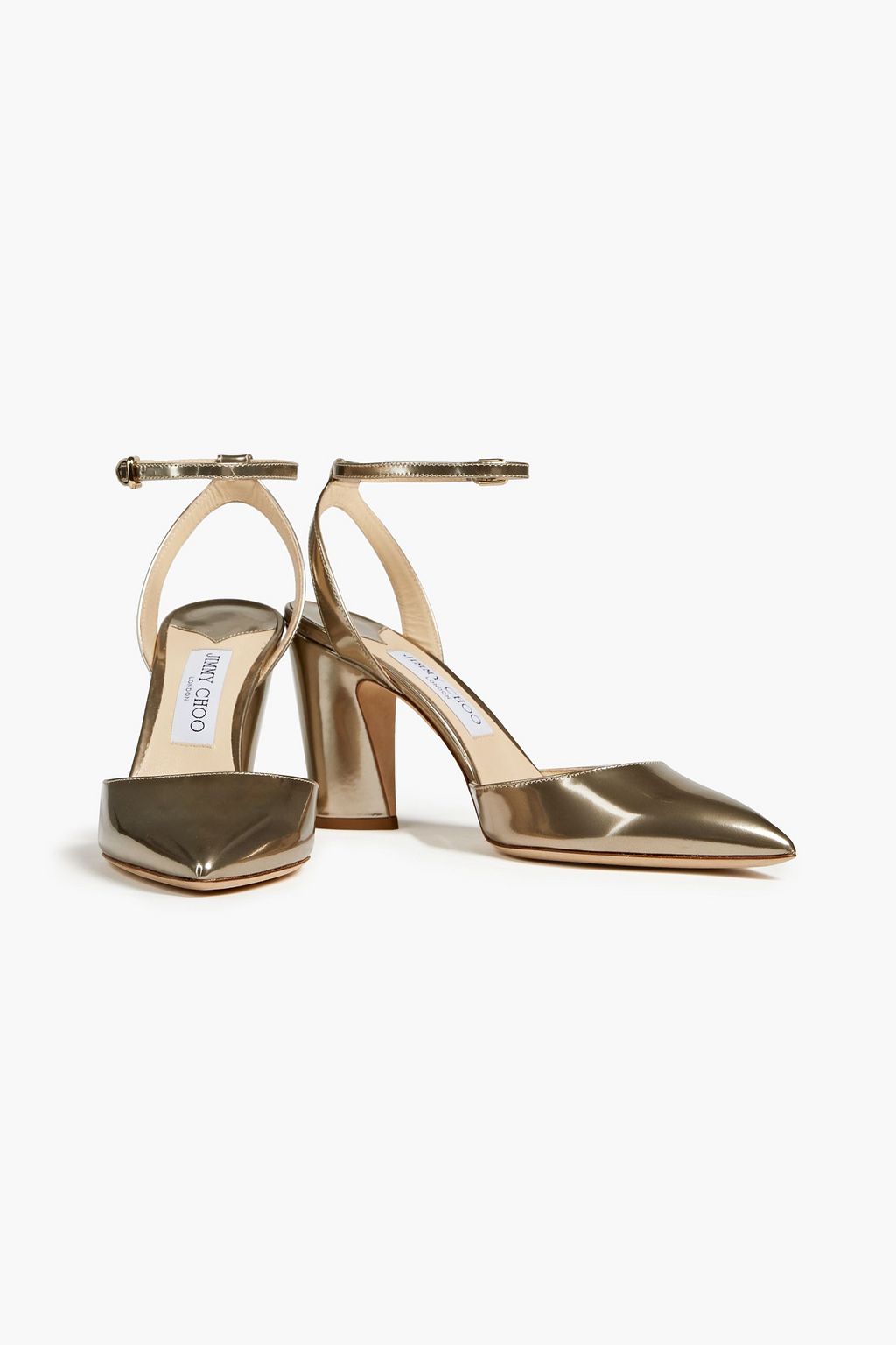 JIMMY CHOO Micky 85 mirrored-leather pumps