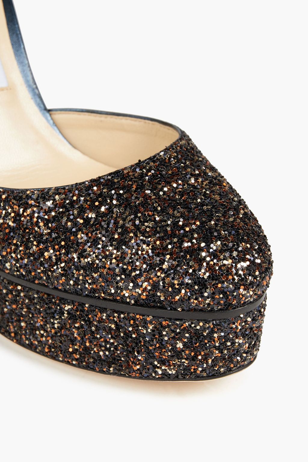 JIMMY CHOO Maple 125 glittered leather platform pumps
