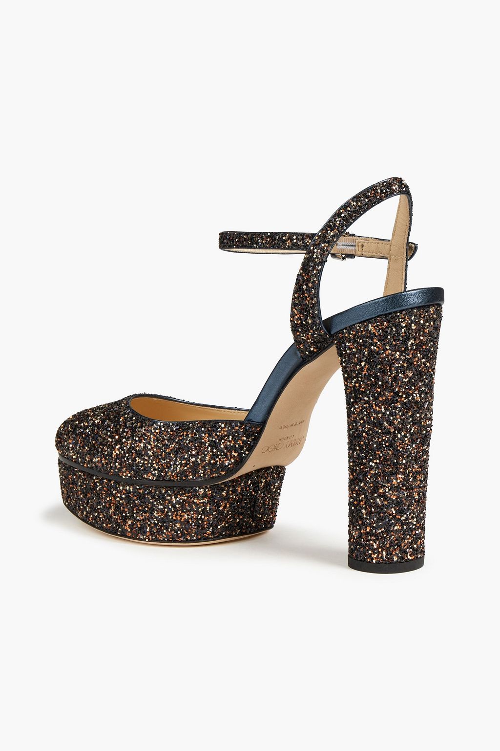 JIMMY CHOO Maple 125 glittered leather platform pumps