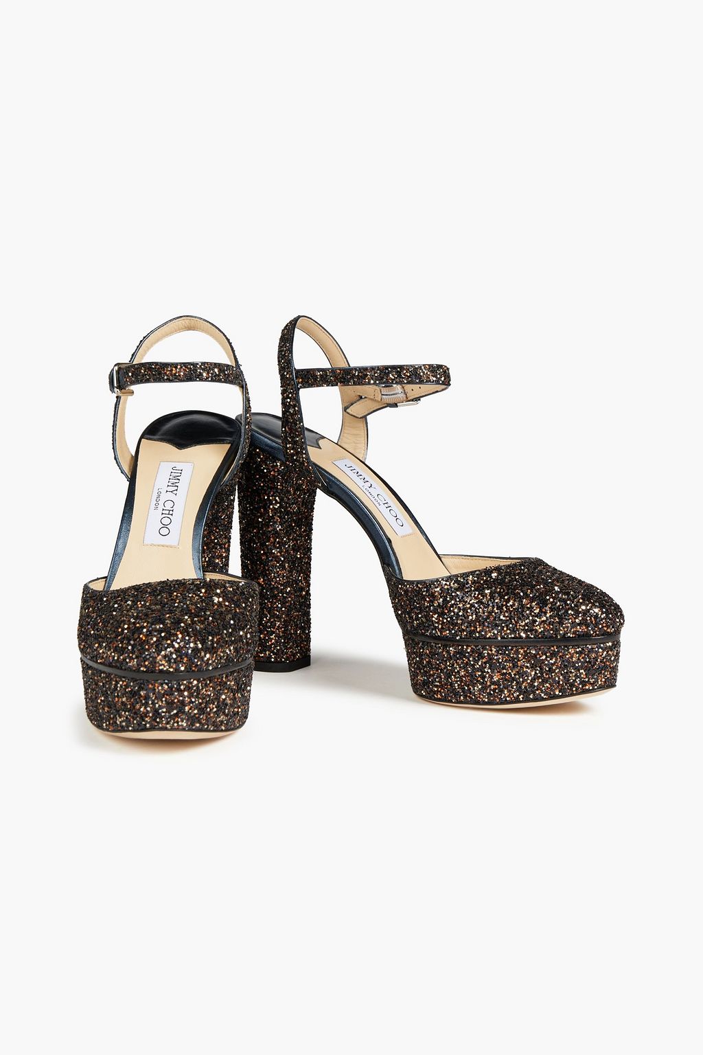 JIMMY CHOO Maple 125 glittered leather platform pumps