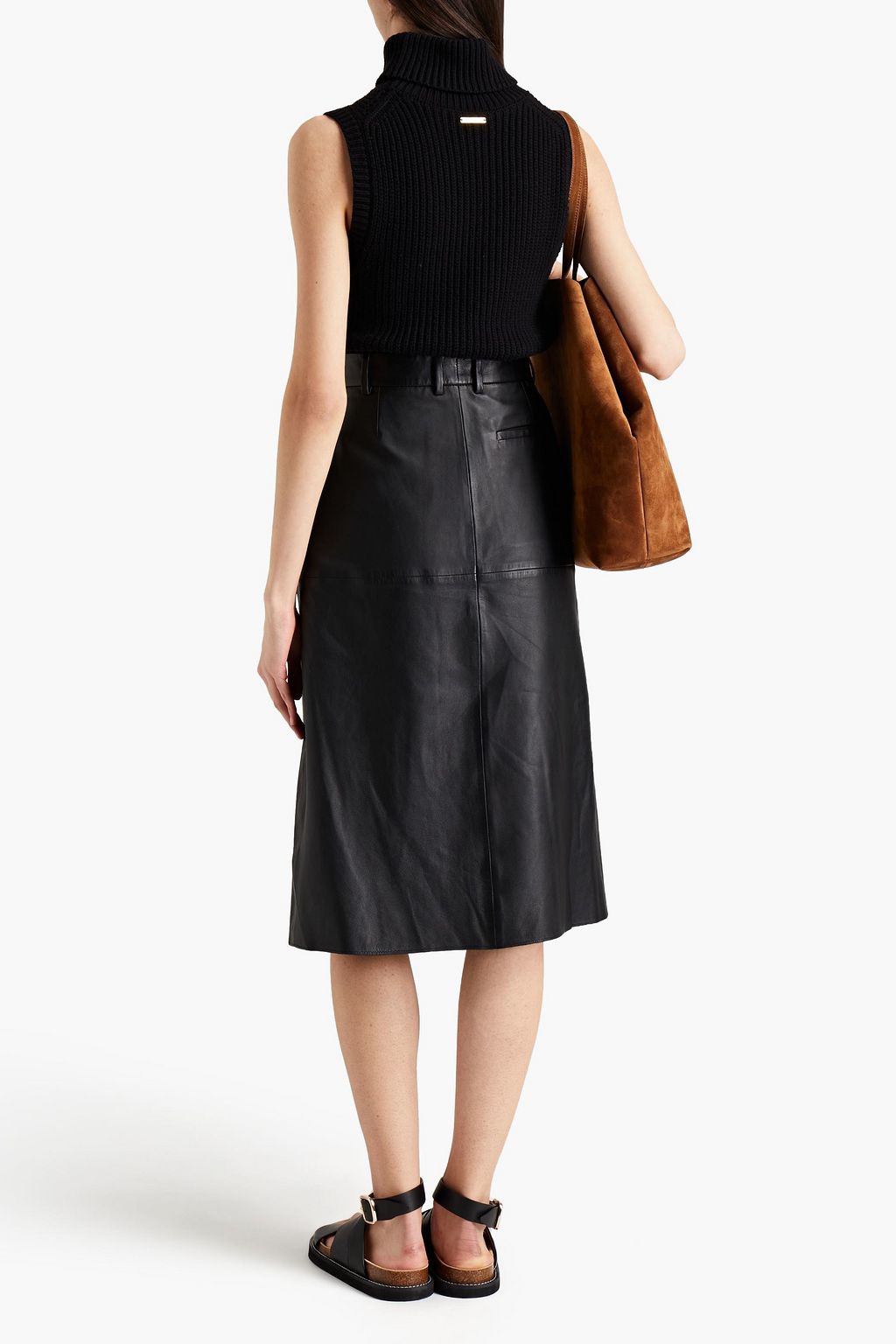 JOSEPH Paneled leather skirt