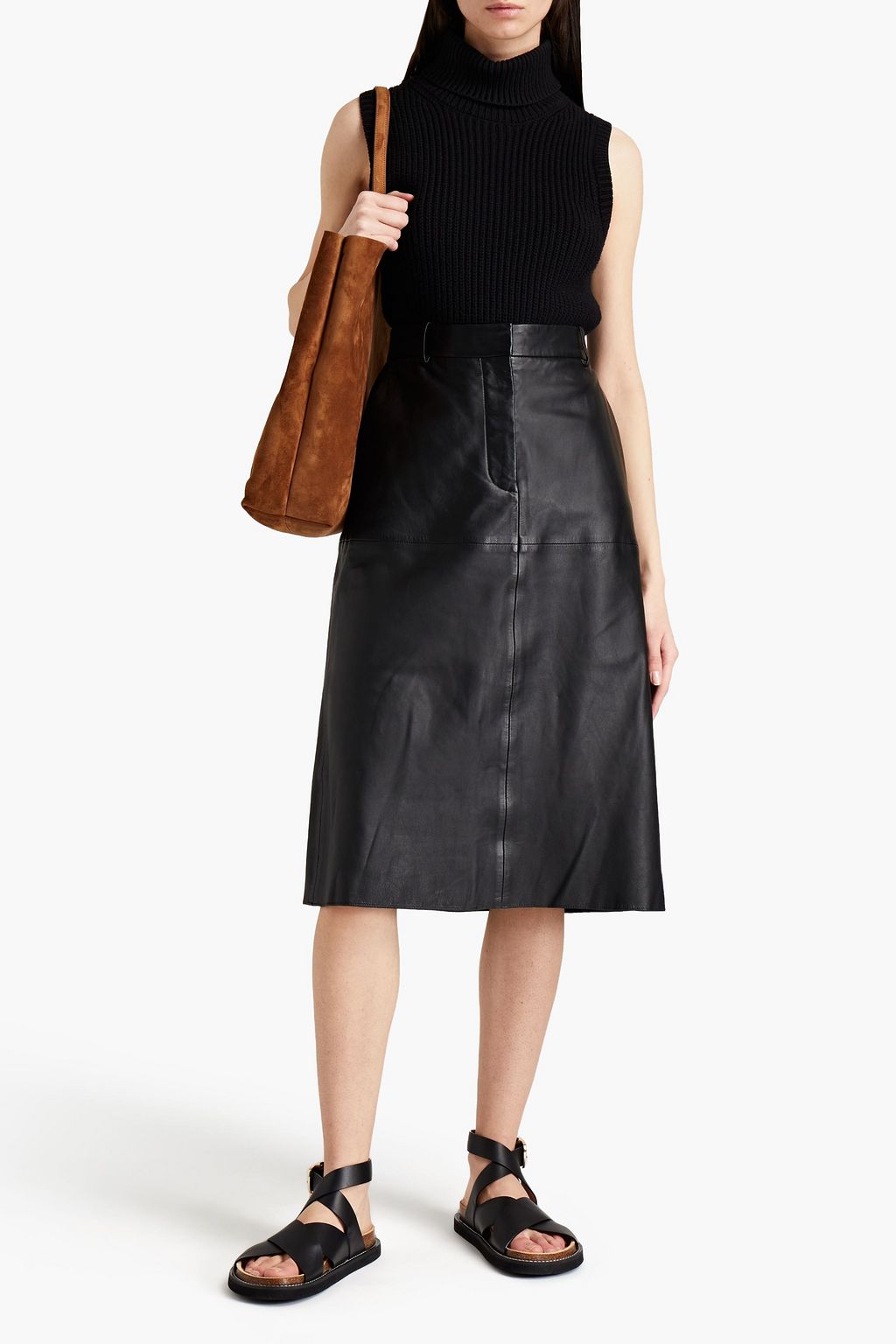 JOSEPH Paneled leather skirt