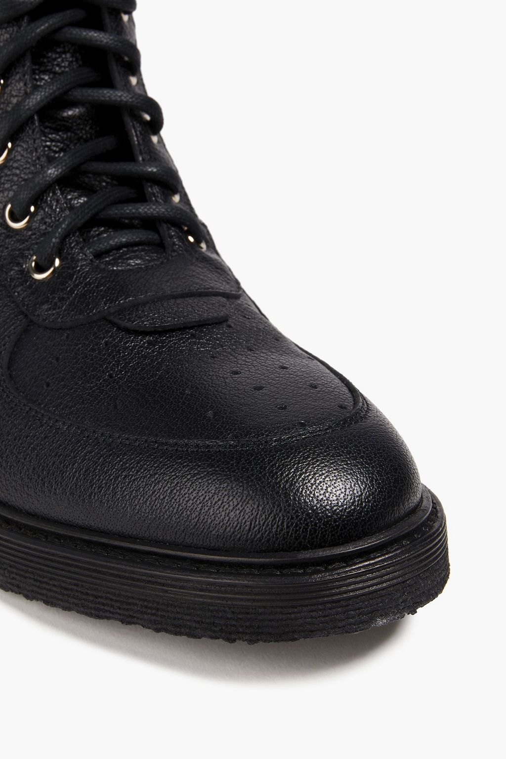 BALMAIN Perforated textured-leather and canvas boots