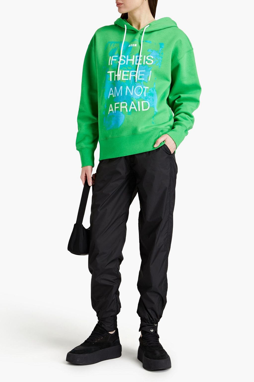 MSGM Oversized printed French cotton-terry hoodie