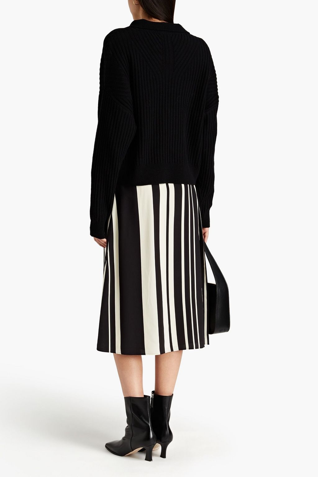 JOSEPH Swanson pleated striped silk crepe de chine midi skirt