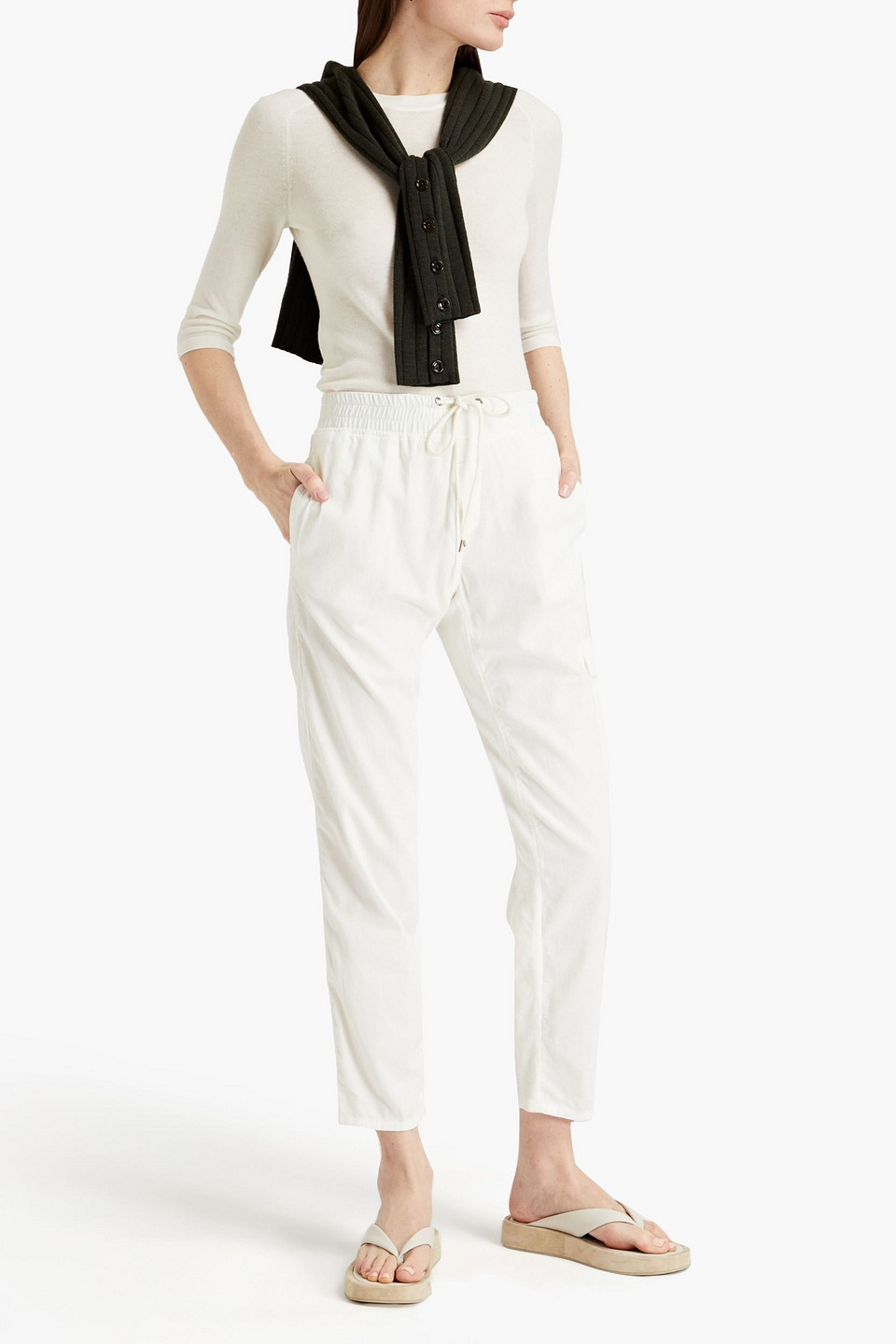 James Perse Cotton-corduroy Track Trousers In White