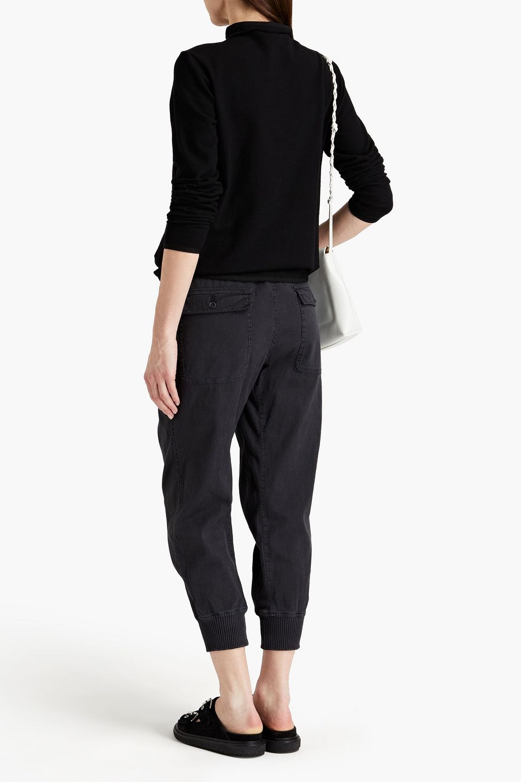 JAMES PERSE Cotton-blend fleece turtleneck top