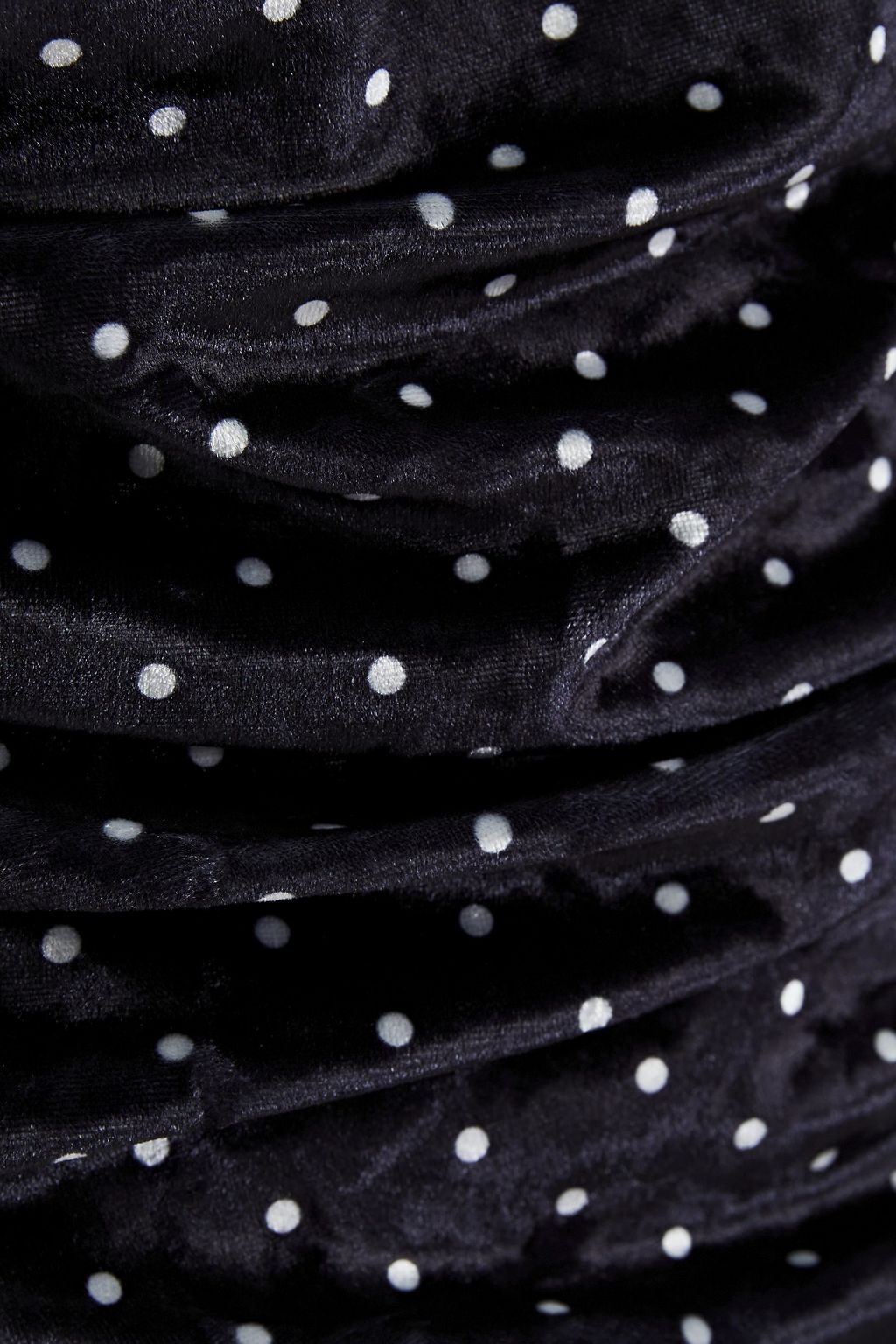 GANNI Ruched polka-dot velvet mini dress