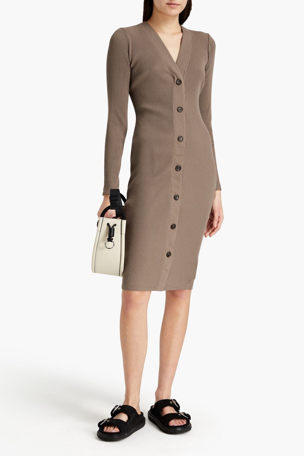 JAMES PERSE Ribbed cotton-jersey dress