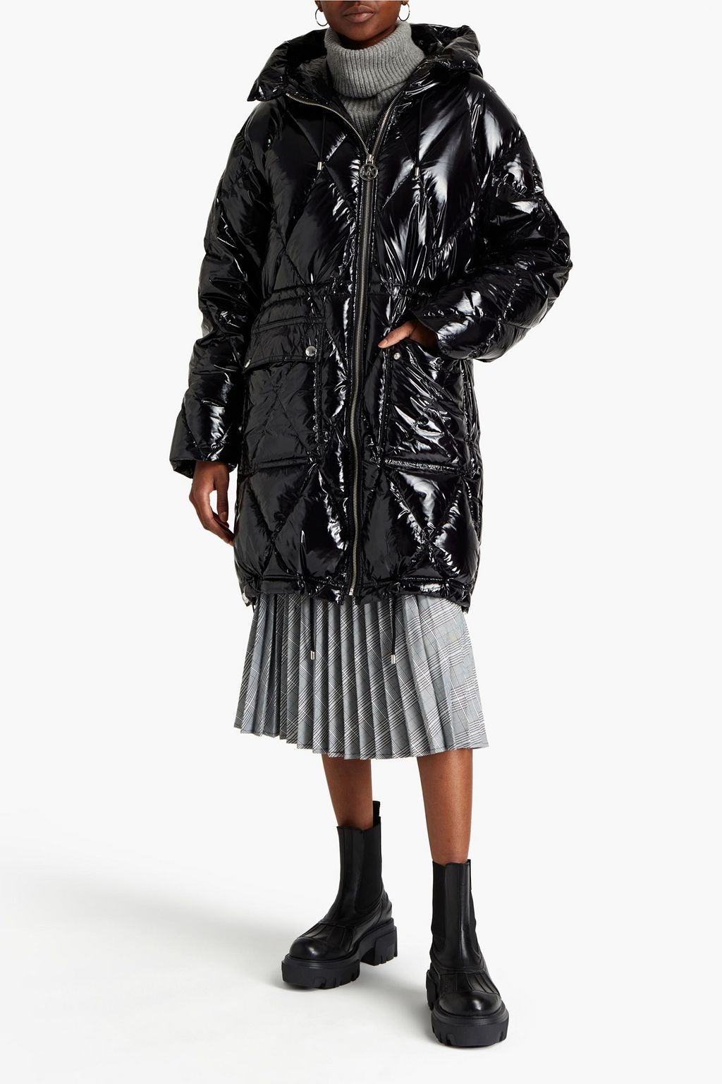 MICHAEL MICHAEL KORS Quilted glossed-shell hooded down coat