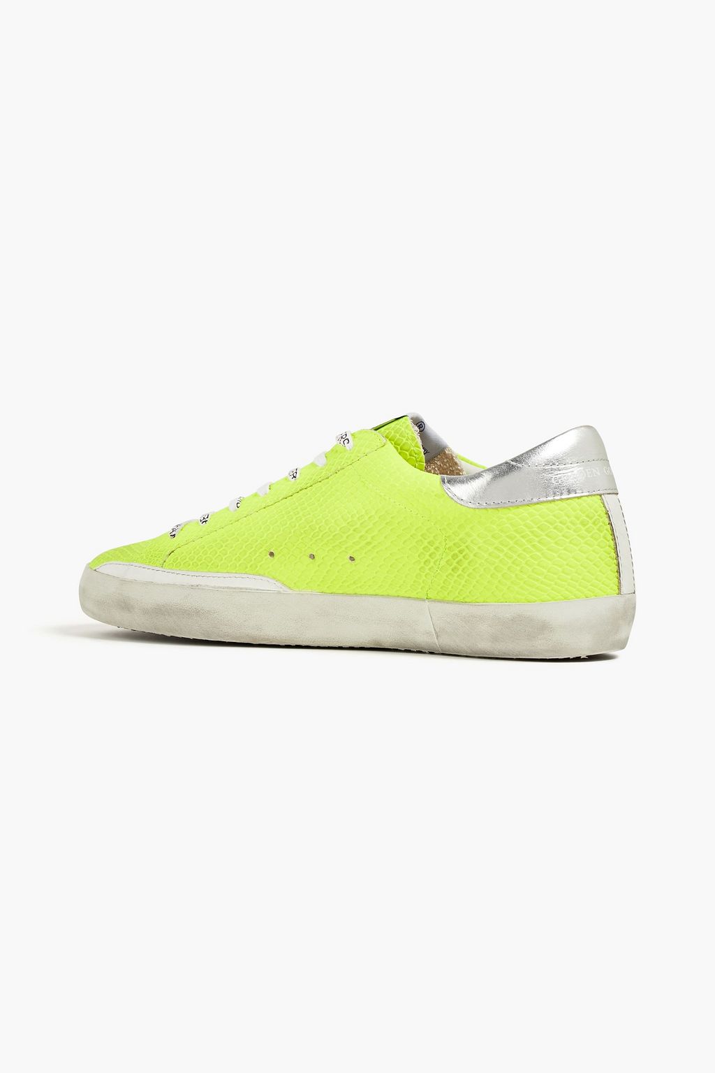 GOLDEN GOOSE Super Star Classic distressed faux lizard-effect leather sneakers