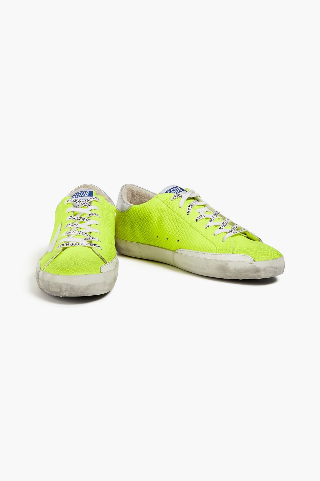 GOLDEN GOOSE Super Star Classic distressed faux lizard-effect leather sneakers