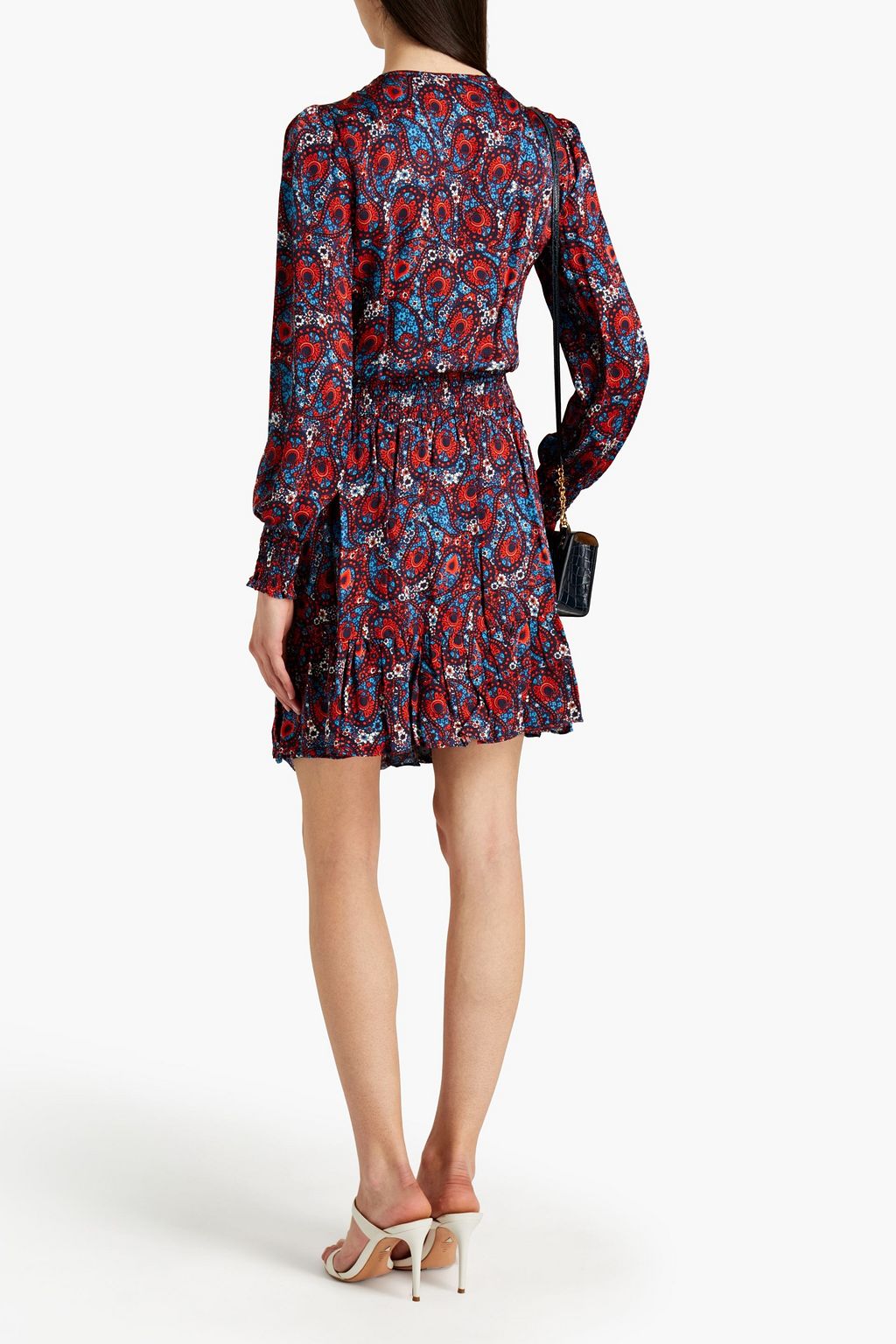 MICHAEL MICHAEL KORS Wrap-effect shirred printed crepe mini dress