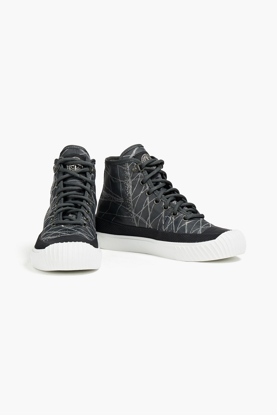 STONE ISLAND PRINTED SHELL HIGH-TOP SNEAKERS,3074457345630784679