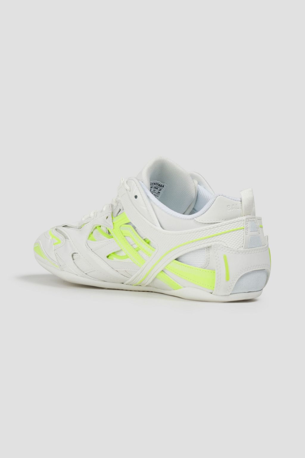 BALENCIAGA Neon-trimmed faux leather and mesh sneakers