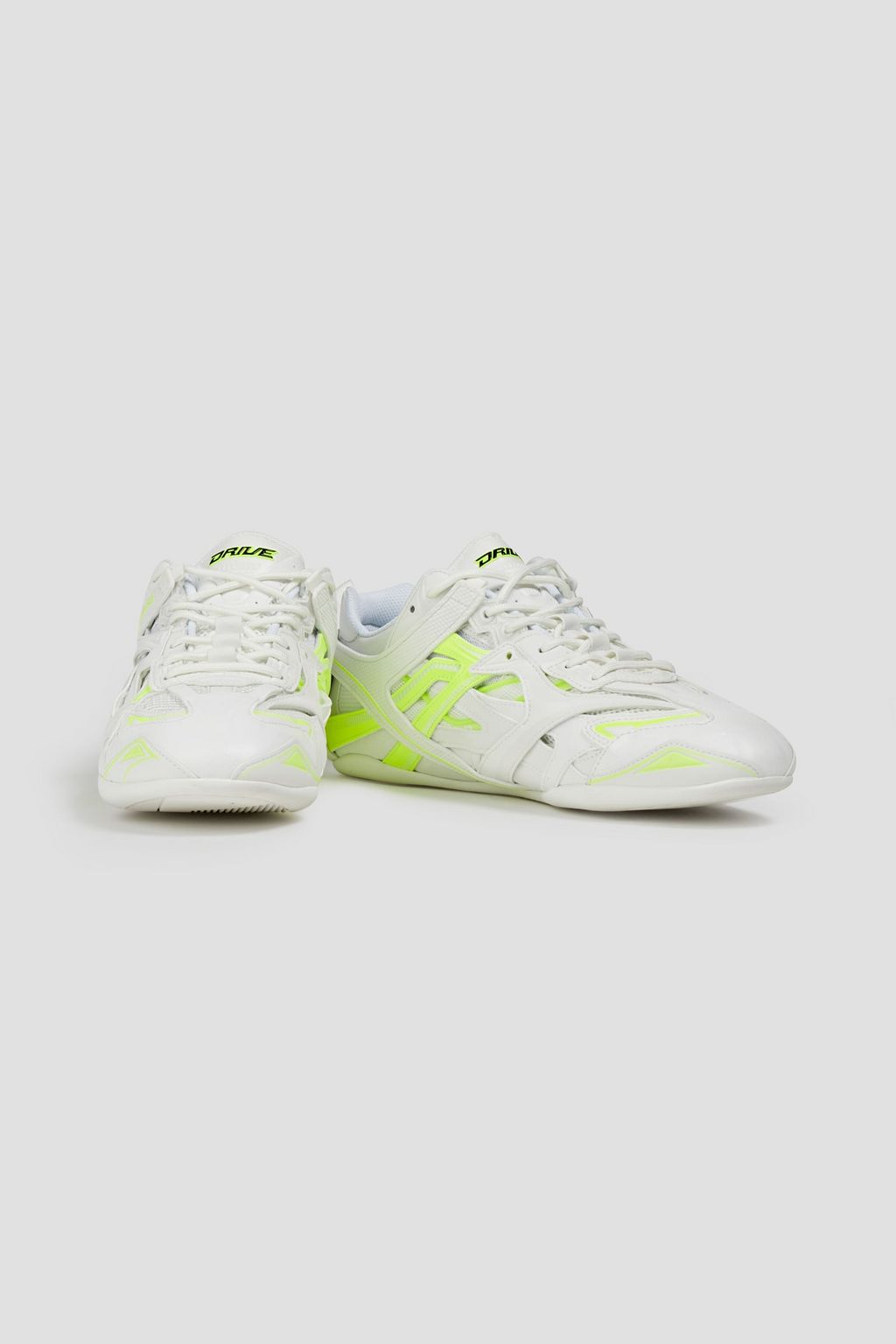 BALENCIAGA Neon-trimmed faux leather and mesh sneakers