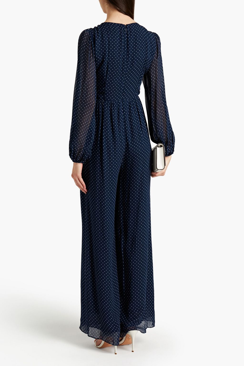 MICHAEL MICHAEL KORS Gathered polka-dot georgette jumpsuit