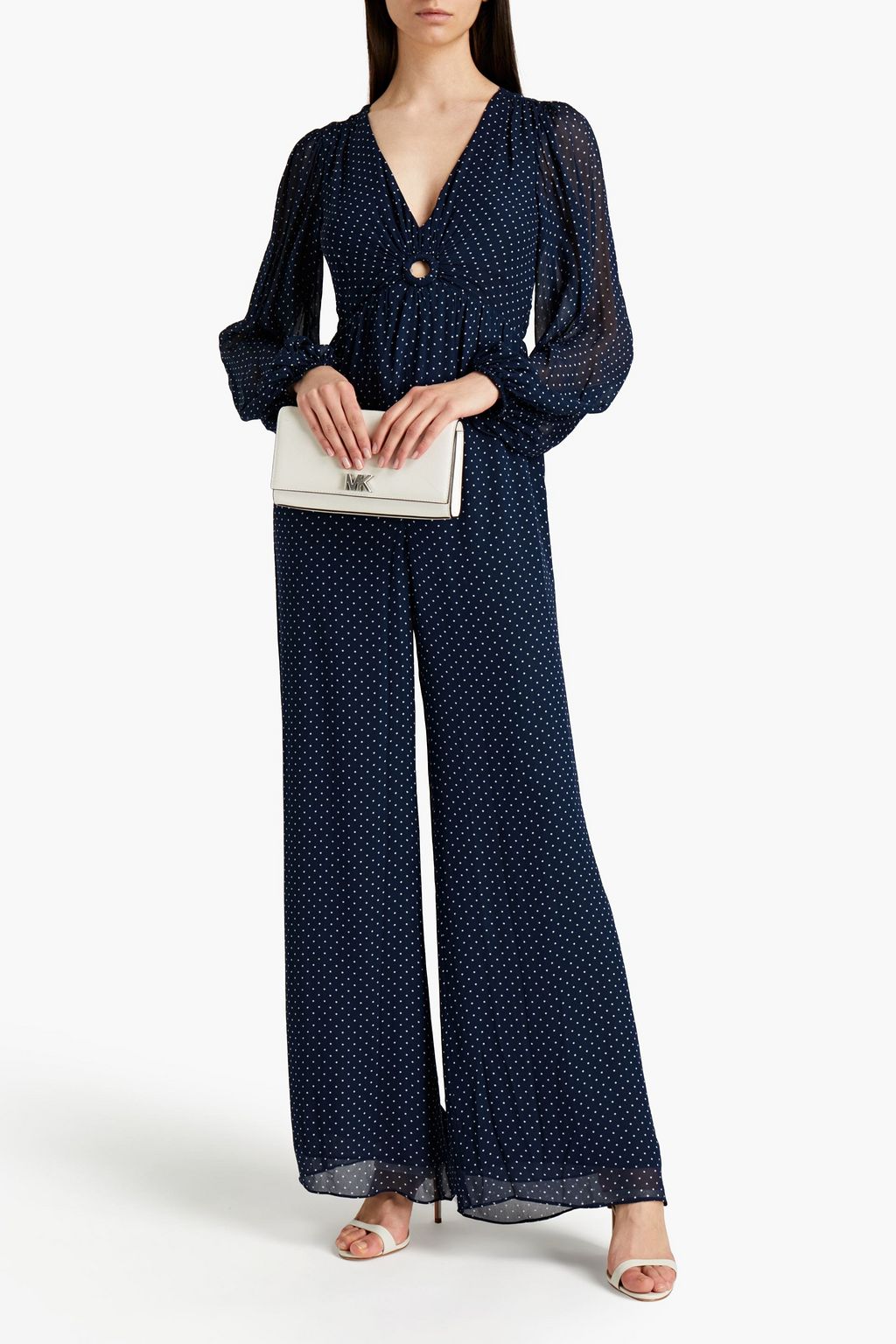 MICHAEL MICHAEL KORS Gathered polka-dot georgette jumpsuit