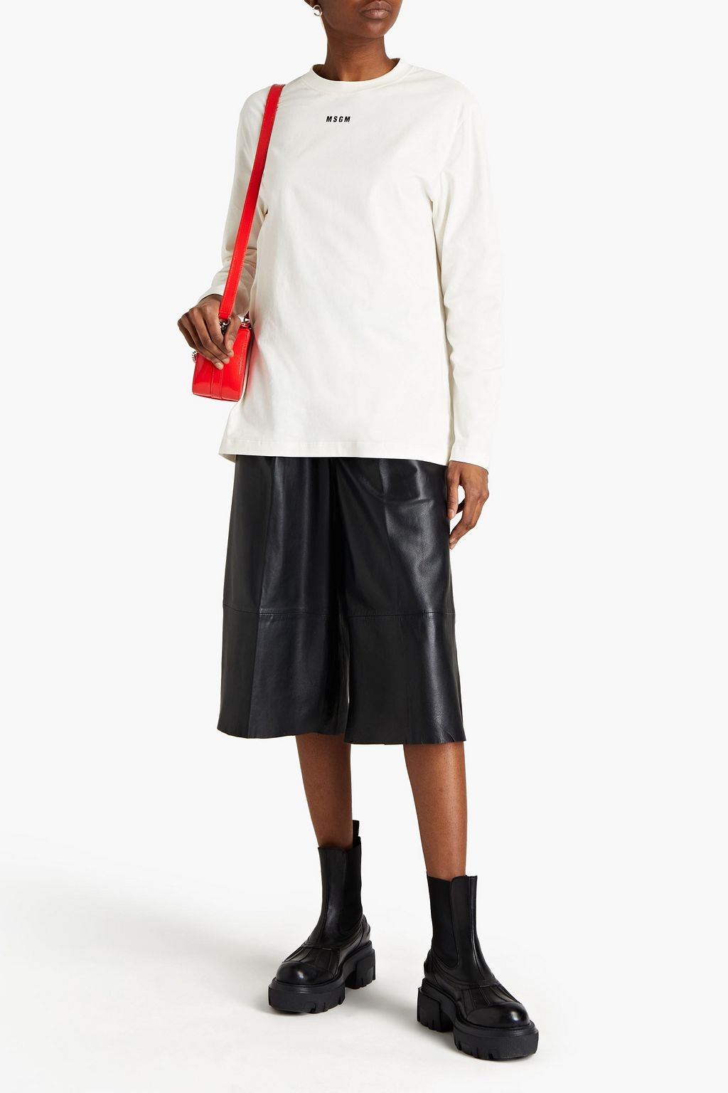 MSGM Printed cotton-jersey top