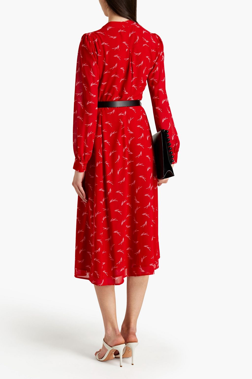 MICHAEL MICHAEL KORS Belted printed crepe midi dress