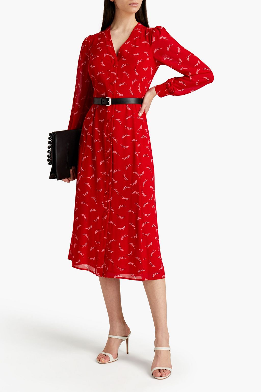 MICHAEL MICHAEL KORS Belted printed crepe midi dress