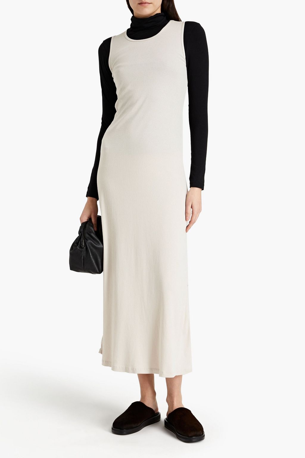 JAMES PERSE Ribbed Supima cotton-blend jersey midi dress