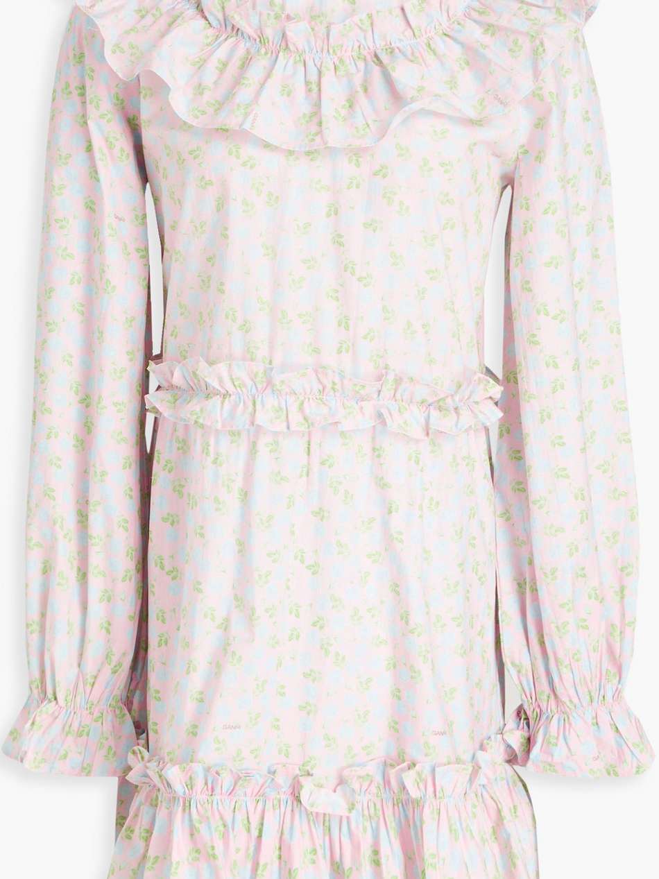 ruffled floral-print cotton mini dress