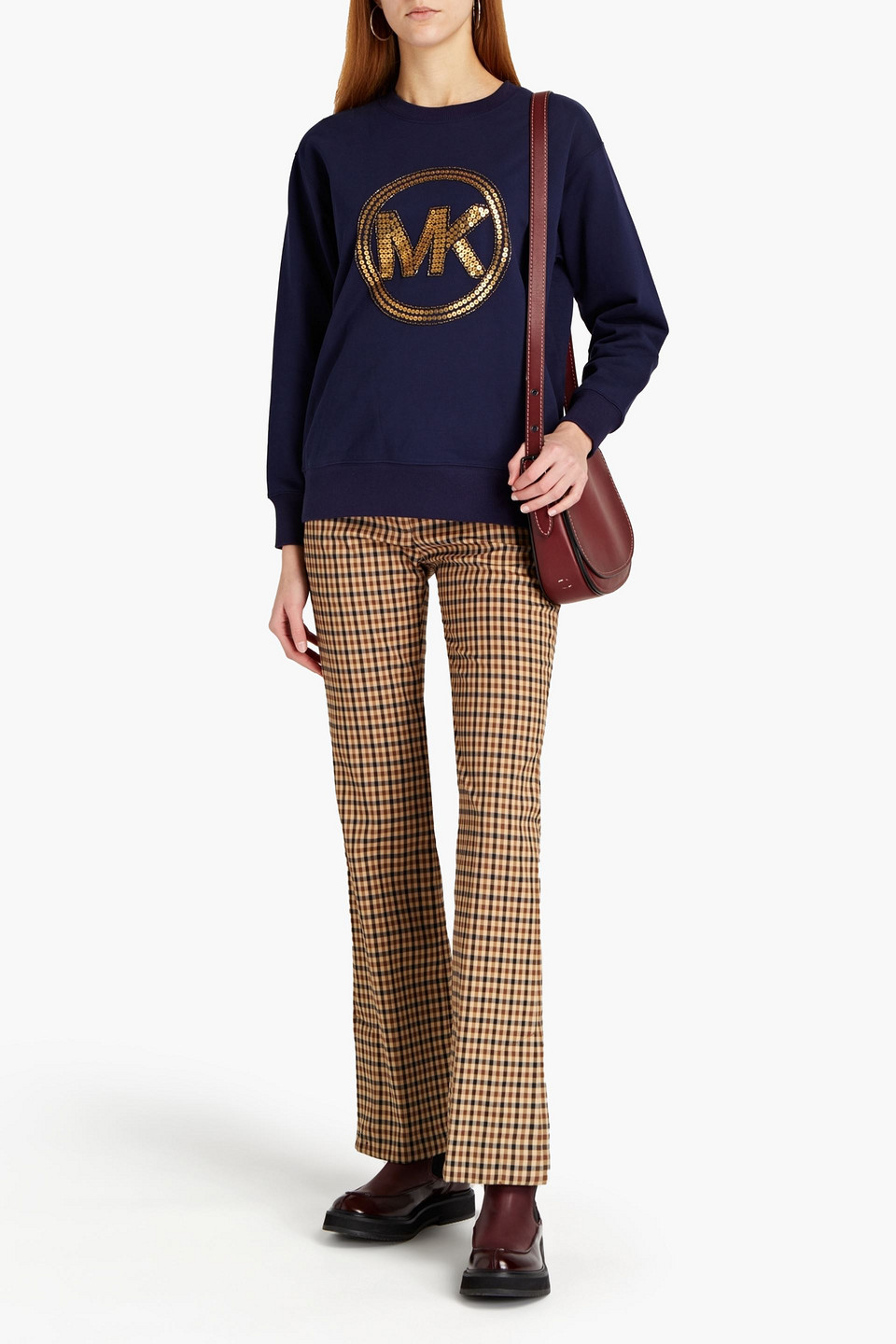 Michael Michael Kors Embellished French Cotton-terry Sweatshirt In Blue