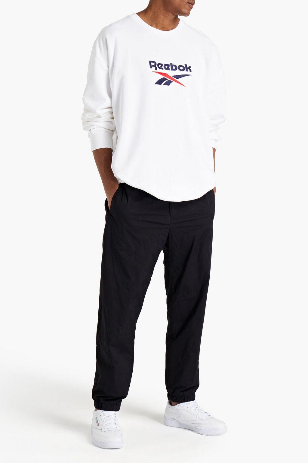 REEBOK Classics Vector Crew embroidered French cotton-terry sweatshirt