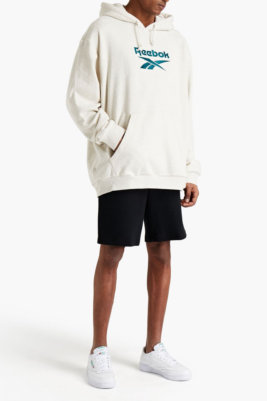 REEBOK Classics Vector Crew embroidered French cotton-terry hoodie