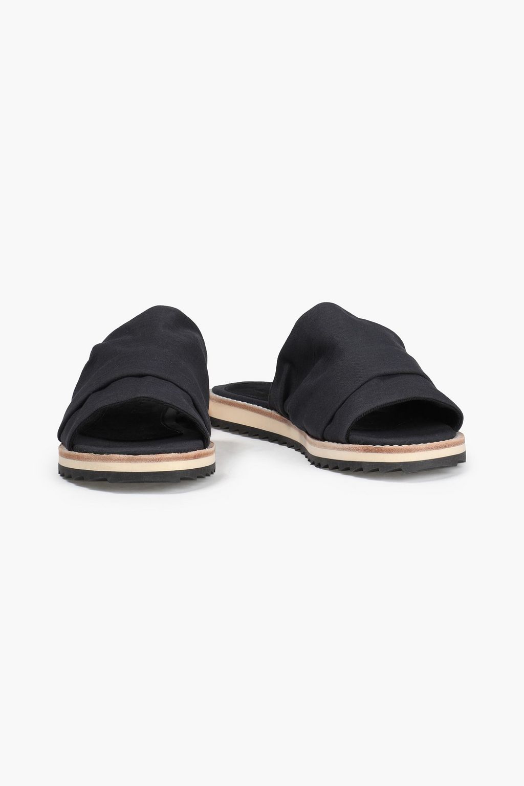 JAMES PERSE Ruched woven slides