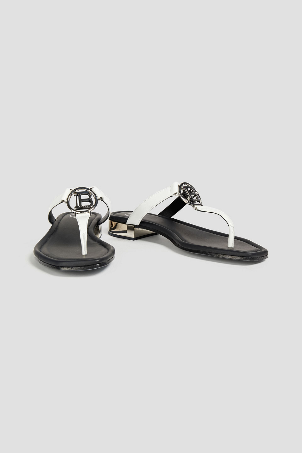 Balmain Logo-embellished Leather Sandals In Black