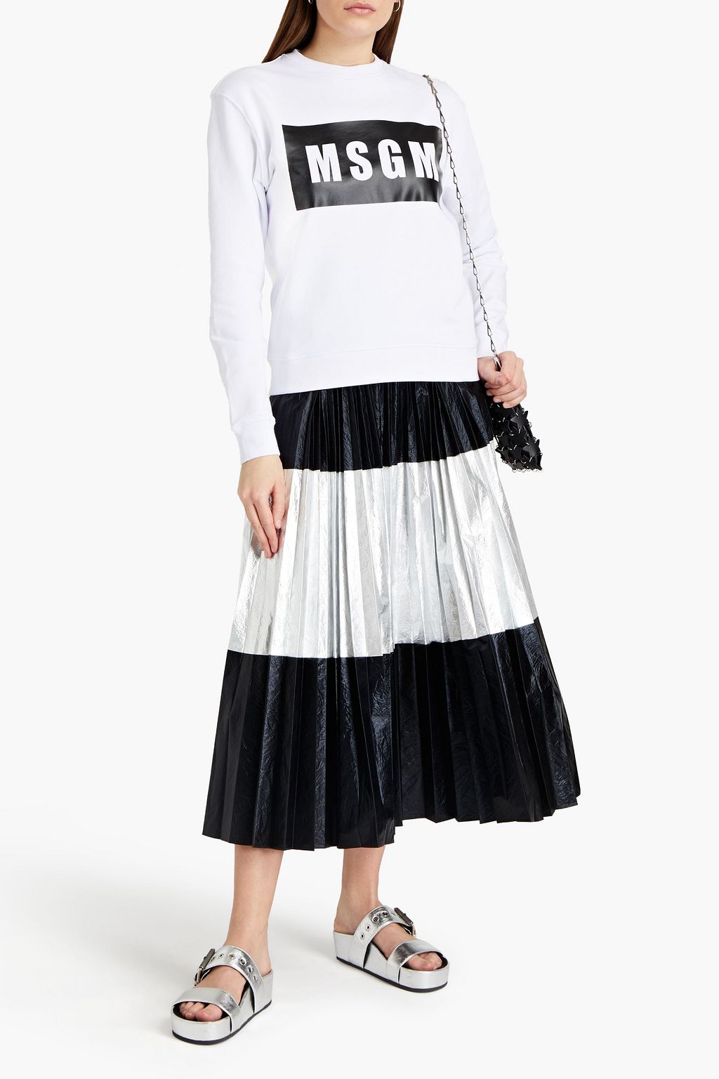 MSGM Printed French cotton-terry sweatshirt