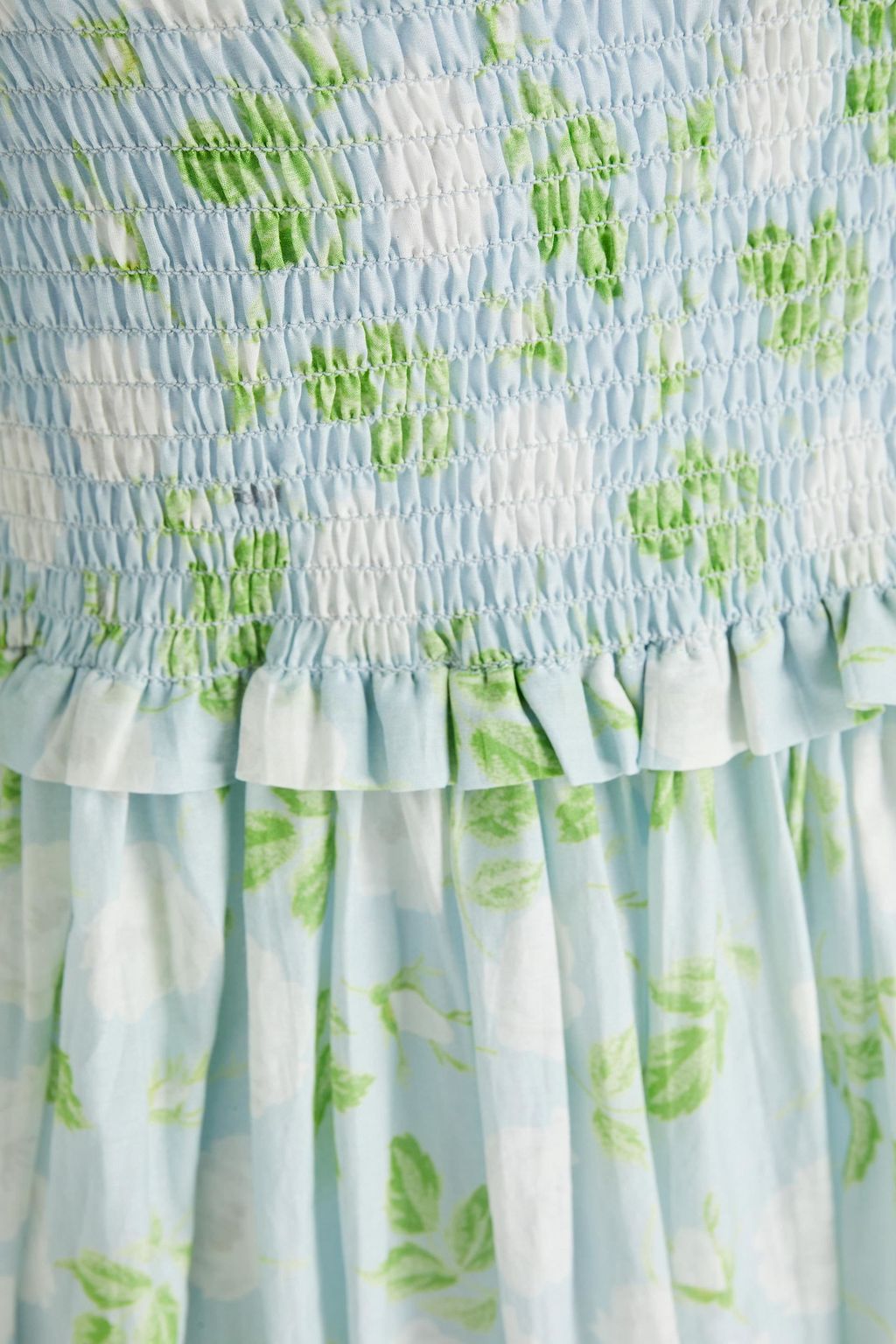 GANNI Shirred floral-print cotton and silk-blend maxi dress