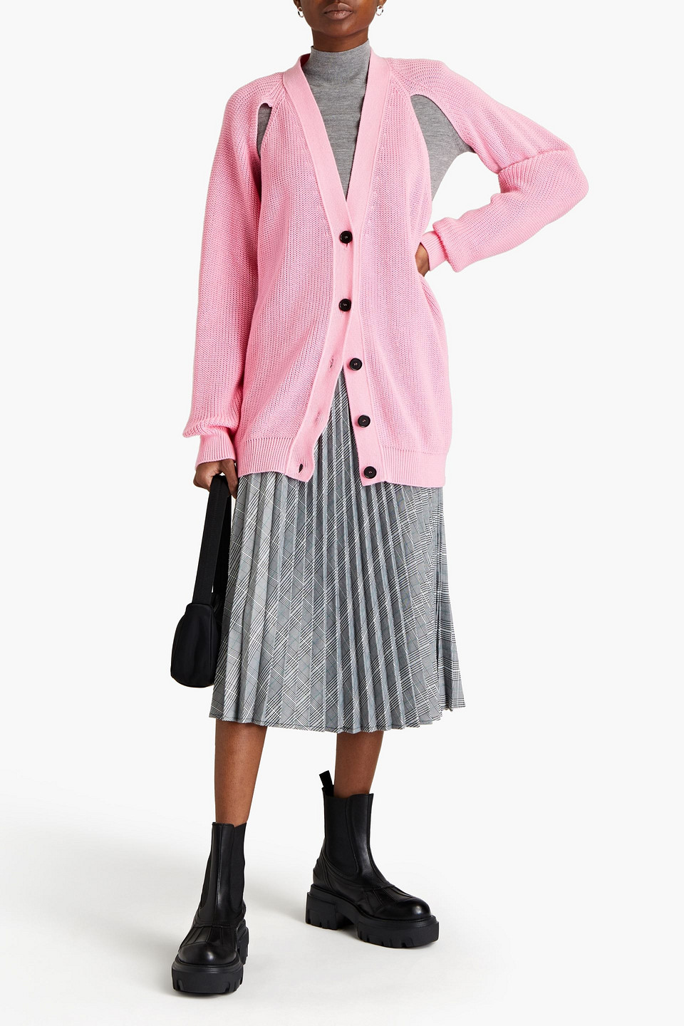 Msgm Cutout Cotton Cardigan In Black